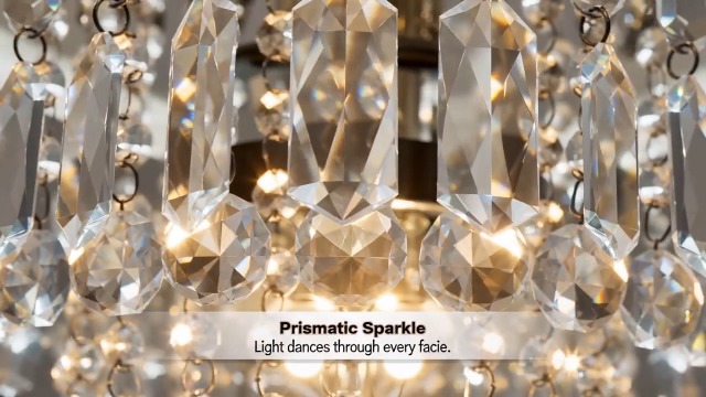 Finktonglan 7.9-Inch Square Crystal Flush Mount Chandelier, 1
