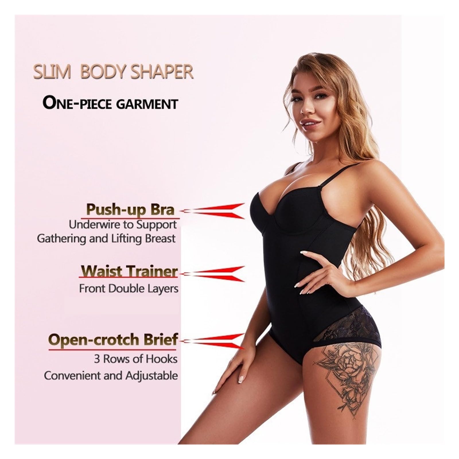 Body De Compresión para Mujer, Control De Abdomen, Body Sexy Sin Costuras, Faja Moldeadora De Cuerpo Completo..Black-Large