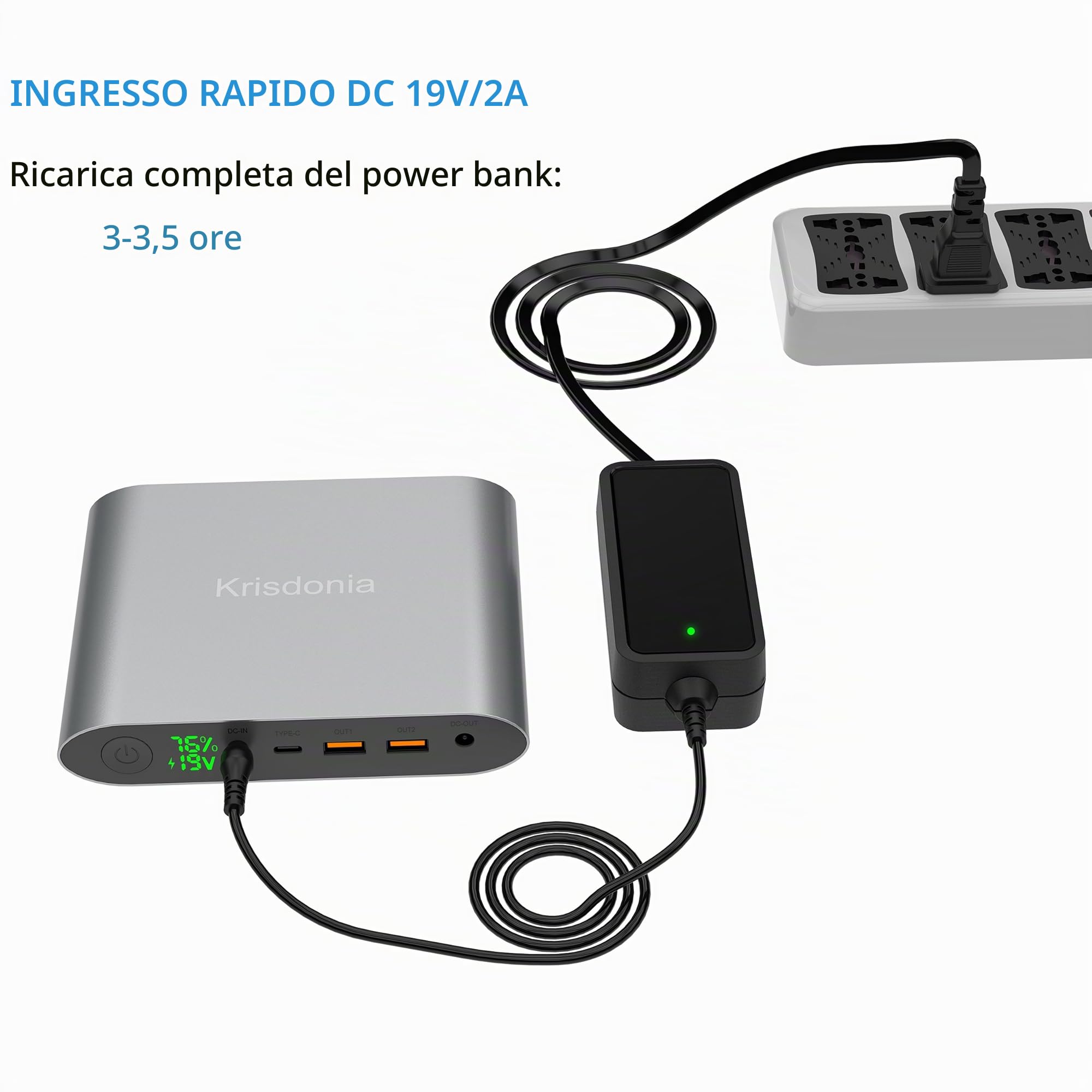 25000mah Power Bank Batteria Esterna Caricabatterie con Type-C Port + DC Port + Quick Charge 3.0 Dual USB per Notebook, Macbook, Smartphone e Tablet