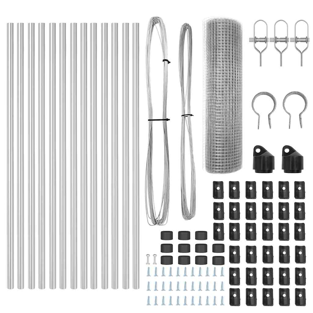 Zaunpfosten Set 2500 x 60 mm Silber 13 Stahl-Posts mit pulverbeschichteter Oberfläche Modernes Design und Wetterschutz für Garten Zaun Bau Balkon und Terrassenprojekte