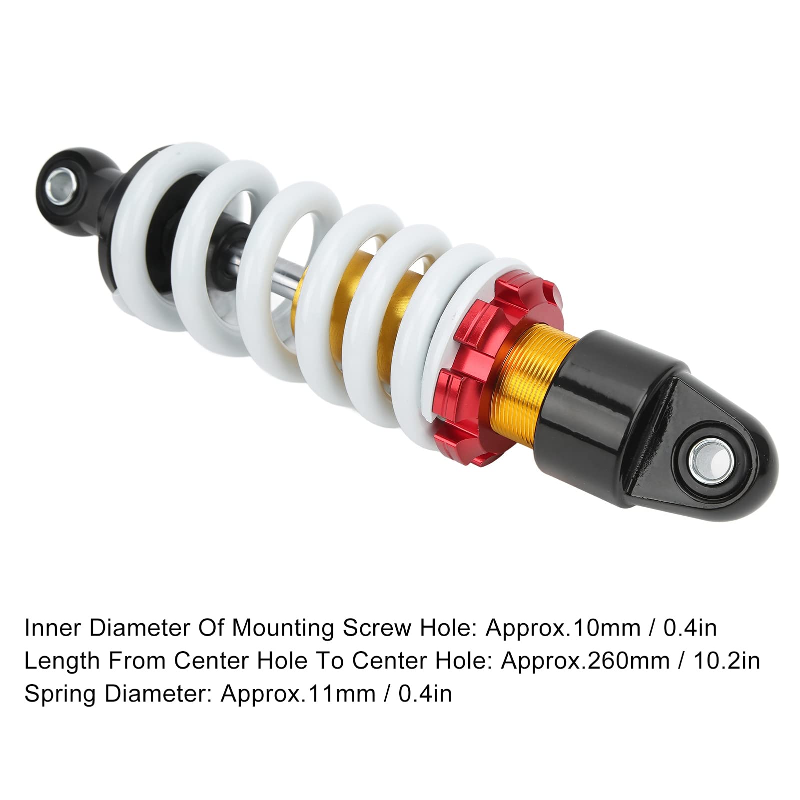 260mm Amortisseurs de Moto Suspension Arrière, Universel Amortisseur en Acier Aluminium, Ressort Hélicoïdal Réglable pour Motos, VTT, Scooters