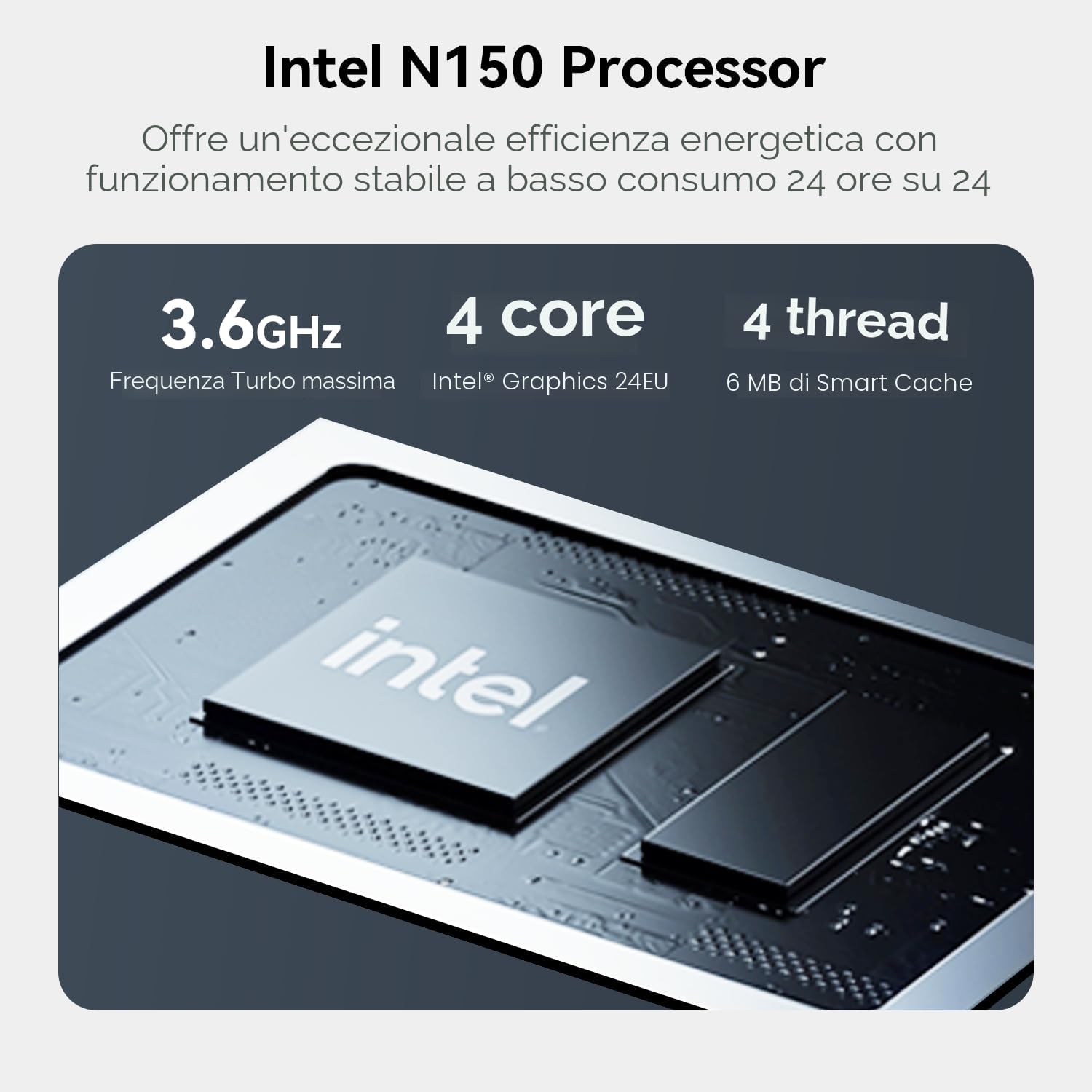 Beelink ME Mini PC, Intel N150 fino a 3,6 GHz, 16 GB LPDDR5, SSD M.2 da 1 TB, 6 Slot M.2 NVMe, Dual LAN 2,5 G, HDMI, WiFi 6, BT 5.2, USB-C/Compact NAS/Office