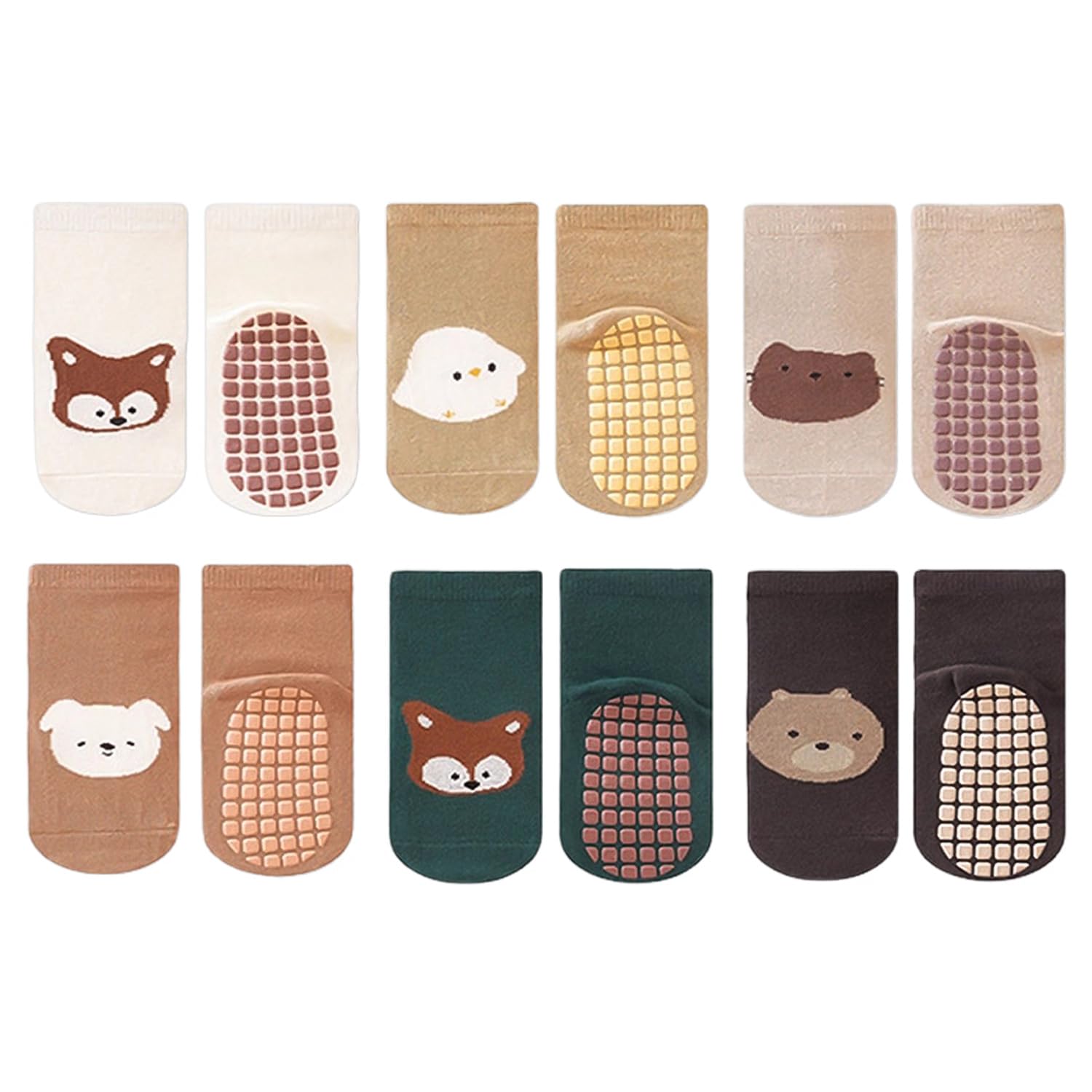 Ubsiuh Unisex Infant Multicolor 6 Pieces Of Baby Non-Slip Socks, Cartoon Cute Patterns, Comfortable Breathable Socks, Universal For Boys And Girls.