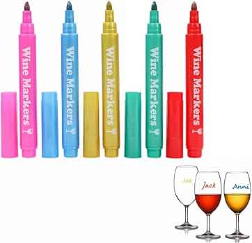Pennarelli Metallizzati Per Bicchieri - 5 Color Cancellabili Per Vetro, Ideali Per Feste - Foto 3