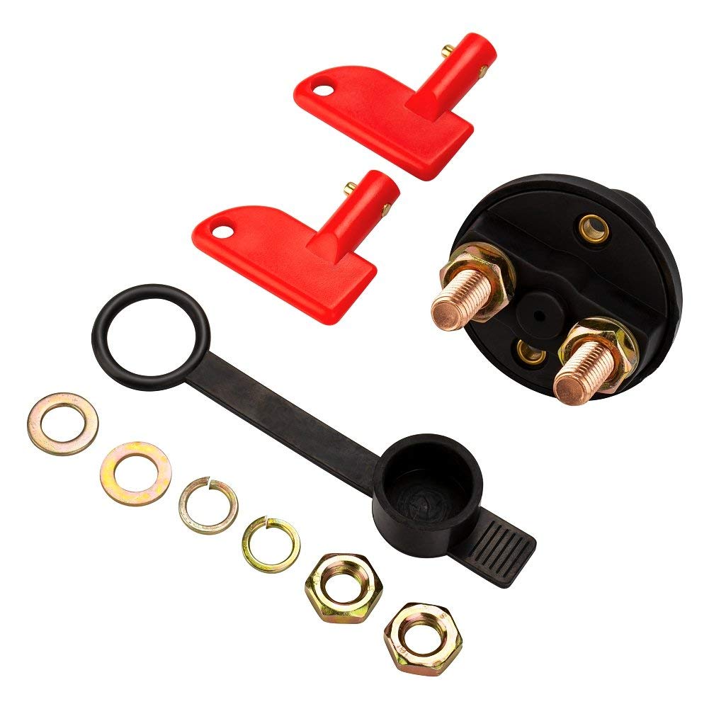 Car Battery Switch Disconnect 12v 200A Cut Off RV Battery Isolator Switch with 2 Keys for RV Ship Boat Small Yacht Camper Truck