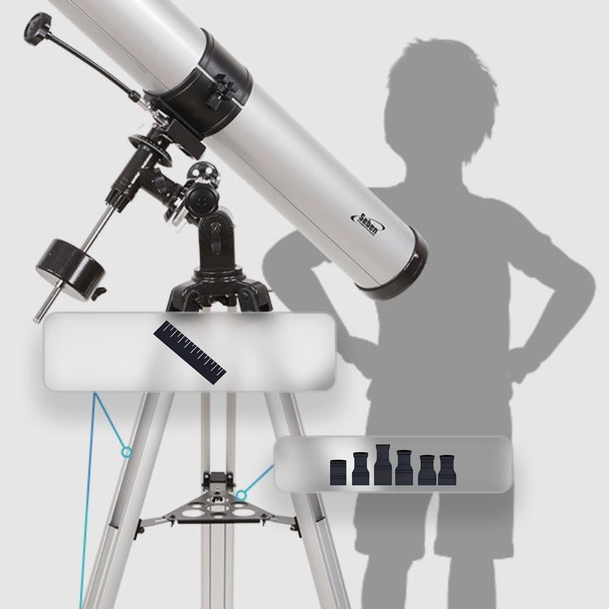 Seben Telescopio Reflector astronómico 76/900 EQ2 de