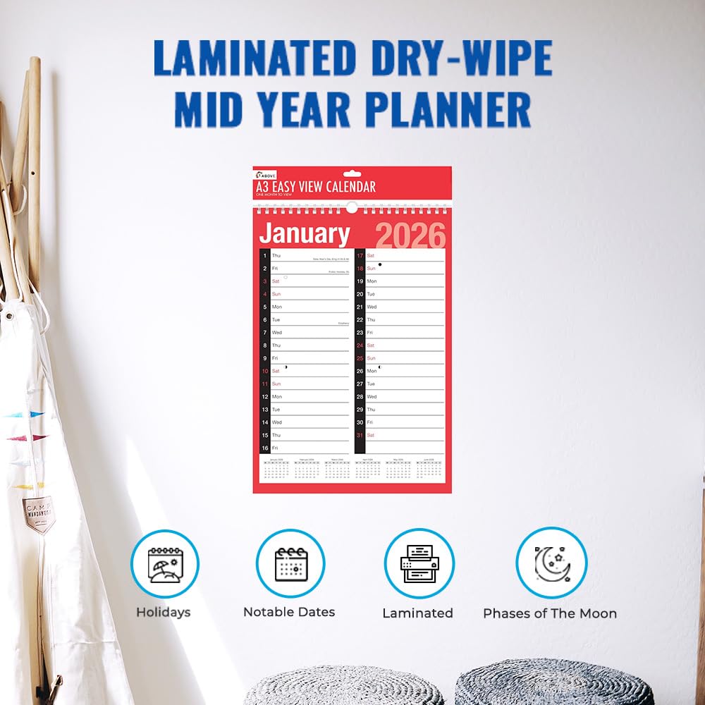 CALENDRIER MURAL 2025 Grand Calendrier Annuel A1 Planificateur Avec