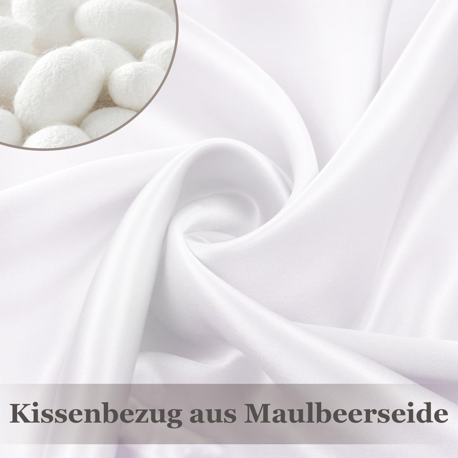 Adubor 100% Seidenkissenbezug 40x80cm für Haar und Haut, mit verstecktem Reißverschluss, beide Seiten, 23 Momme Seide, Fadenzahl 900 (reines Weiß, 2 Stück)