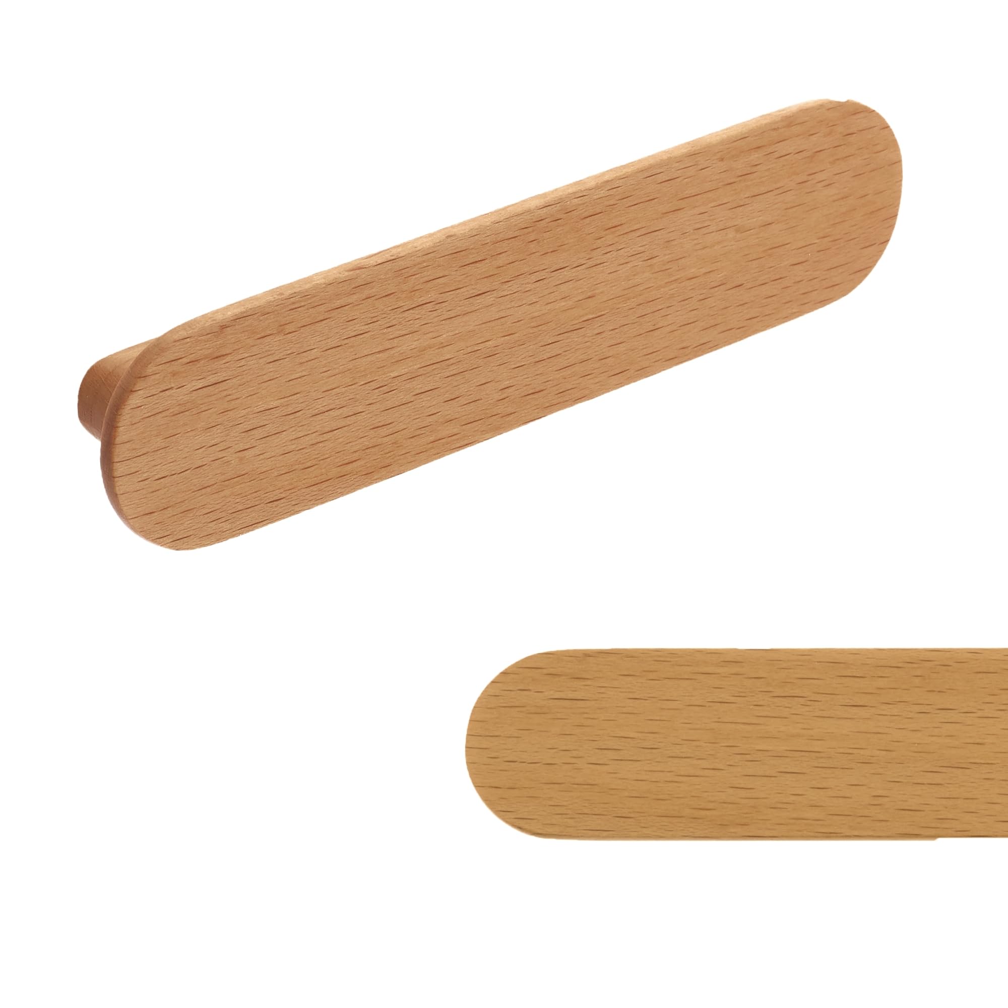 keypak 10 Pack Wooden Bar Handles 128mm (65mm Screw Hole Distance) Oak Finish - Pull Handles for Kitchen Cabinets & Drawers, Wardrobes, Cupboards, Furniture & DIY Renovations