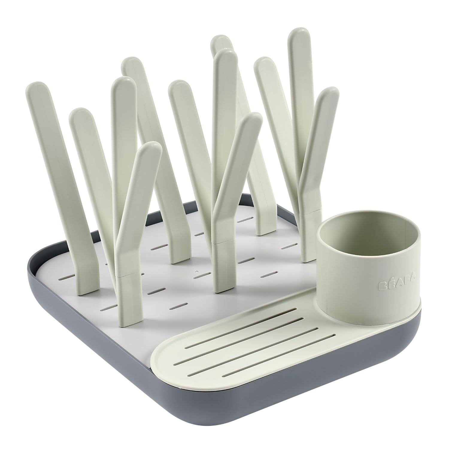 BEABA, Scolabiberon E Asciugabiberon, Grande Capacità, Modulare, Fino A 6 Biberon E Stoviglie Per Bambini, Vaso Accessorio, Drenaggio Ottimizzato, Facile Da Riporre, Compatto, Pratico, Salvia/Minerale