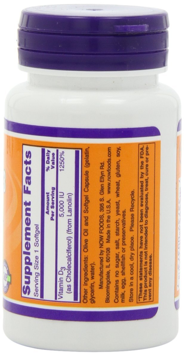 Amazon.com: NOW Foods Vitamin D-3 5000 IU 240 Softgels (Pack of 2