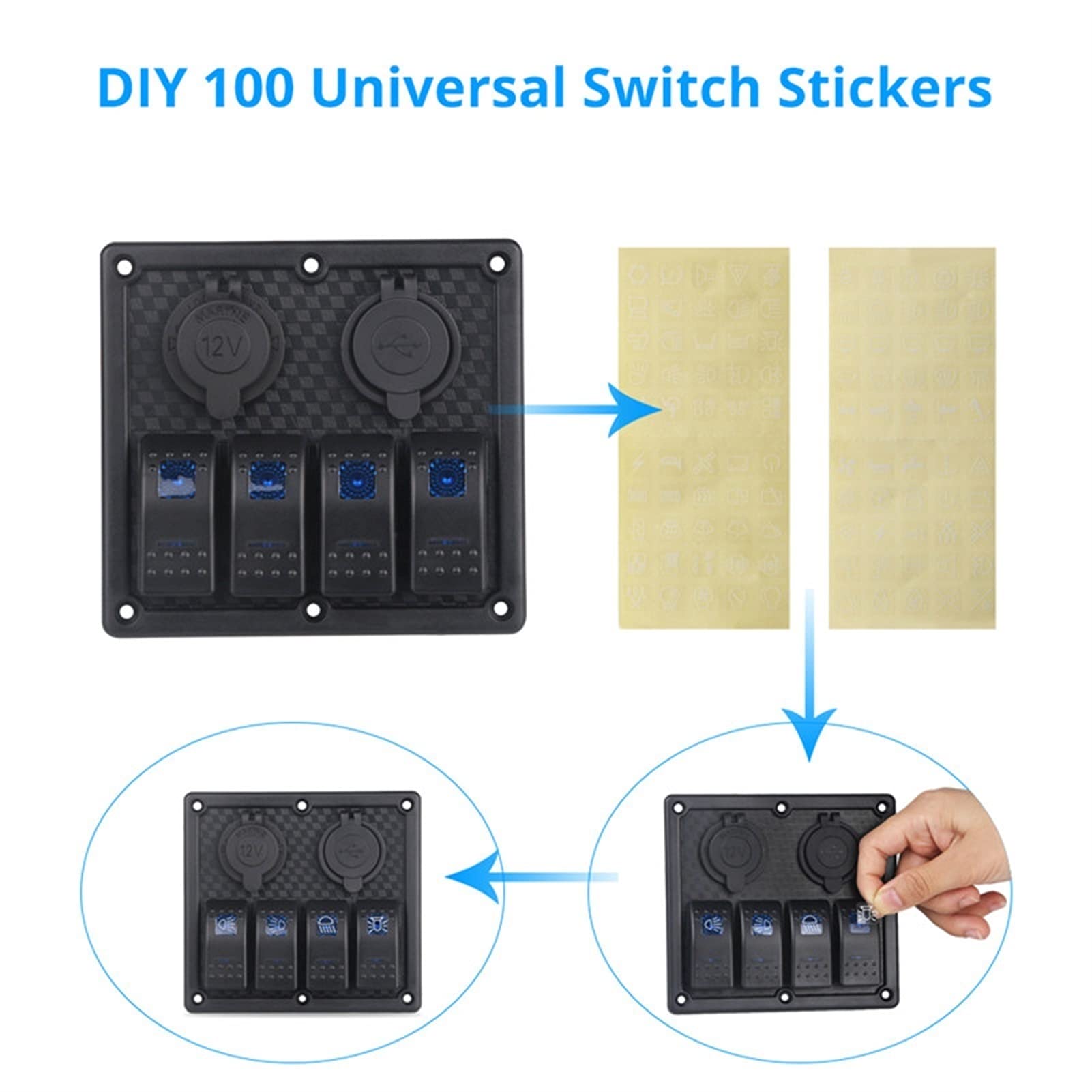 Herorider Boat Rocker Switch Panel Podwójna ładowarka USB