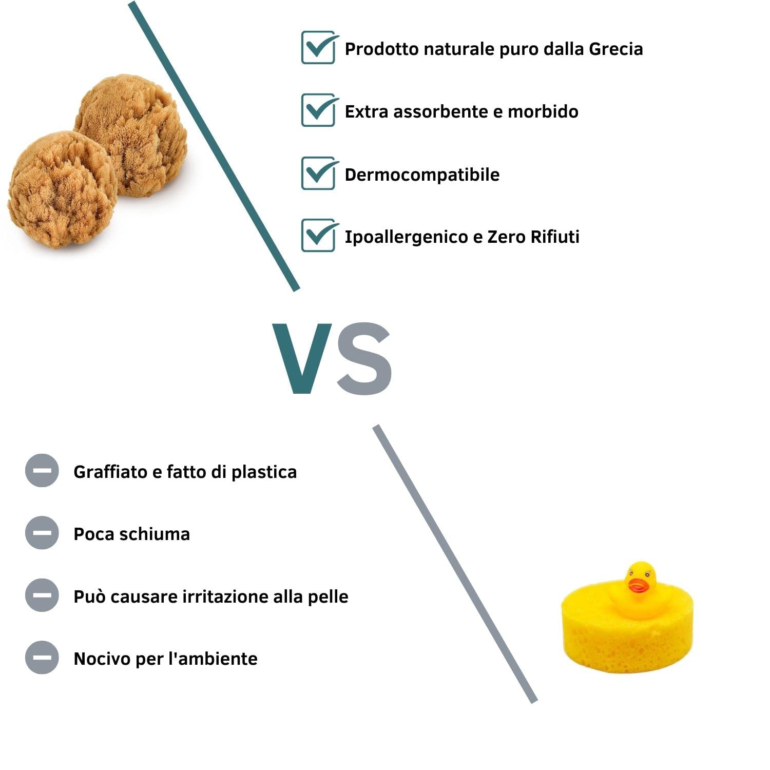 tom&pat® Spugna neonato bagnetto • marina naturale 100% • per bambini e neonati • Mediterraneo • Dermatest eccellente • qualità premium Grecia (2 x 7-10 cm)