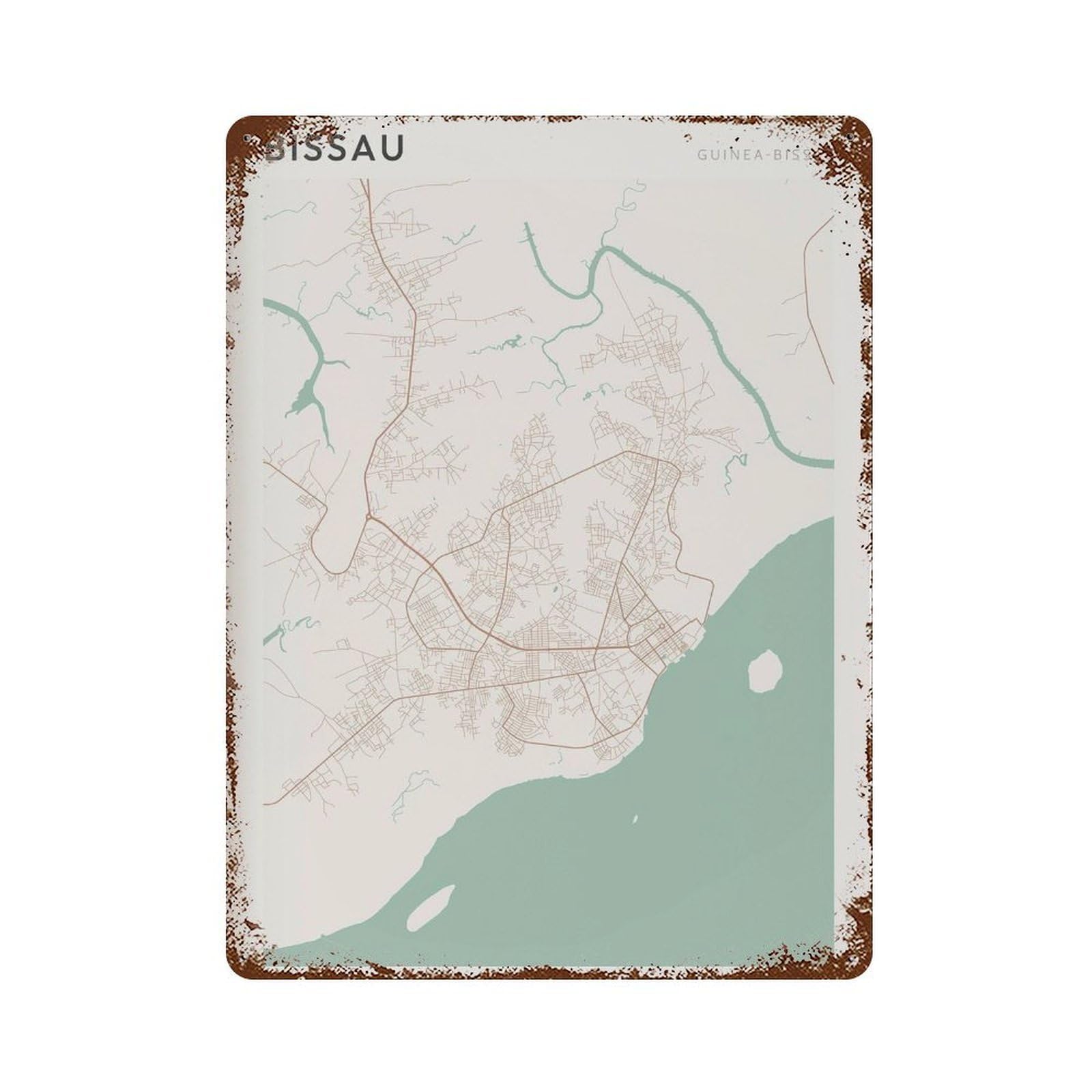 xiaoxiaoshen Bissau Map Guinea (3) Wall Decor Art Metal Tin Poster Modern Home Decor Art Home Bar Shop Decorations Vintage Sign 40x30cm