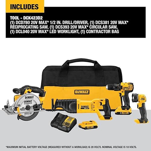 Miniatura 8 de DEWALT Kit combinado de 20 V MAX, 4 herramientas compactas con 111 piezas MASTER SET (DCK423D2 y DWA123AMQ4)