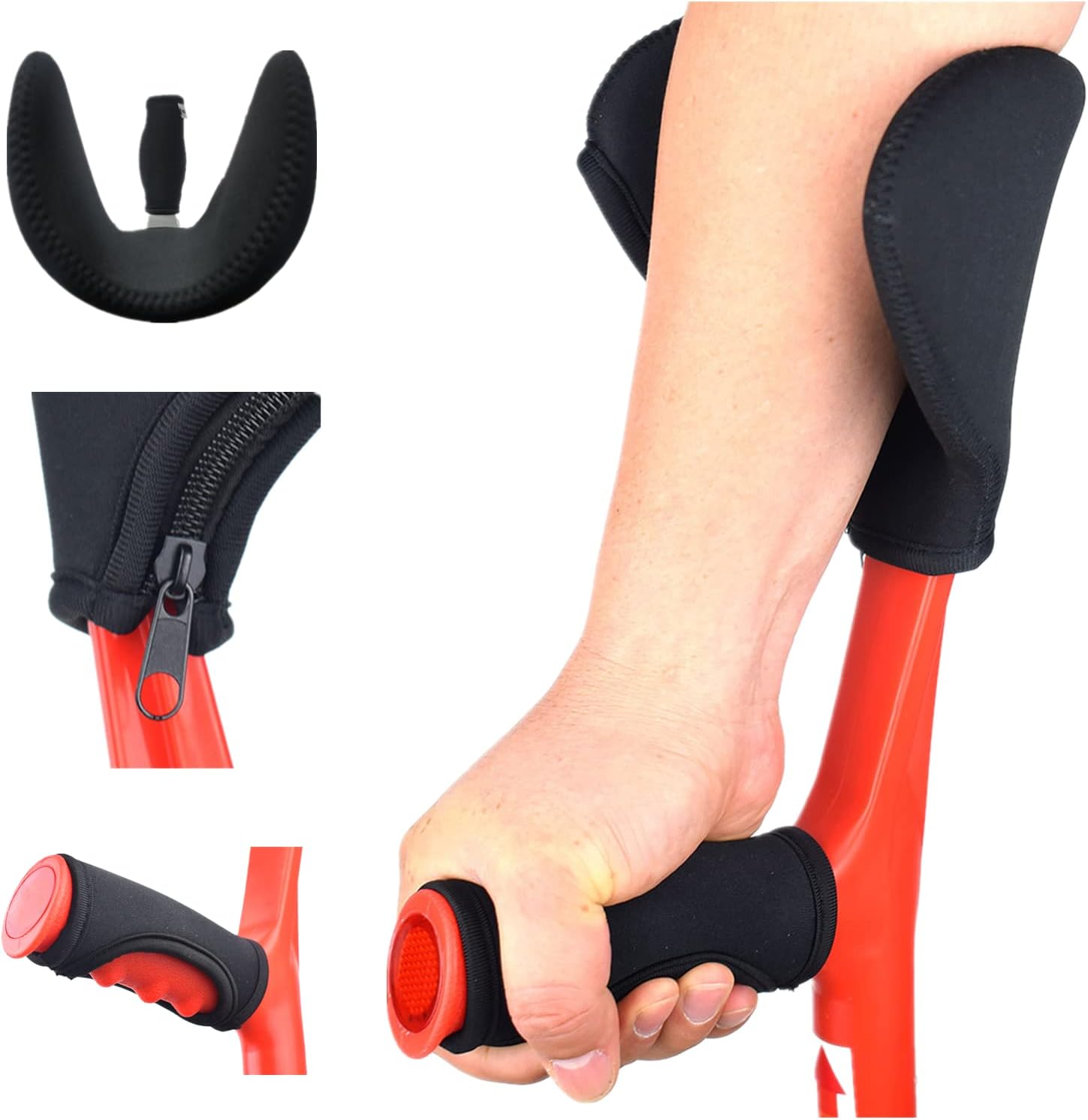 HAOLLOQ1.0 Quick Complete Installation Crutch Pads, Replacement Medical Handles，Crutches