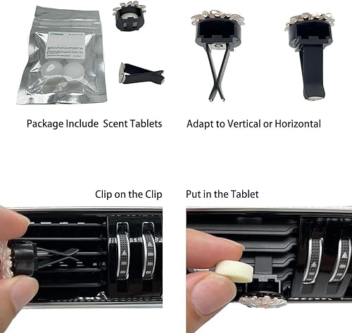 Miniatura 6 de ORIESSE Clips de ventilación para ambientador de automóvil, 2 piezas de accesorios giratorios de copo de nieve plateados, accesorios de automóvil