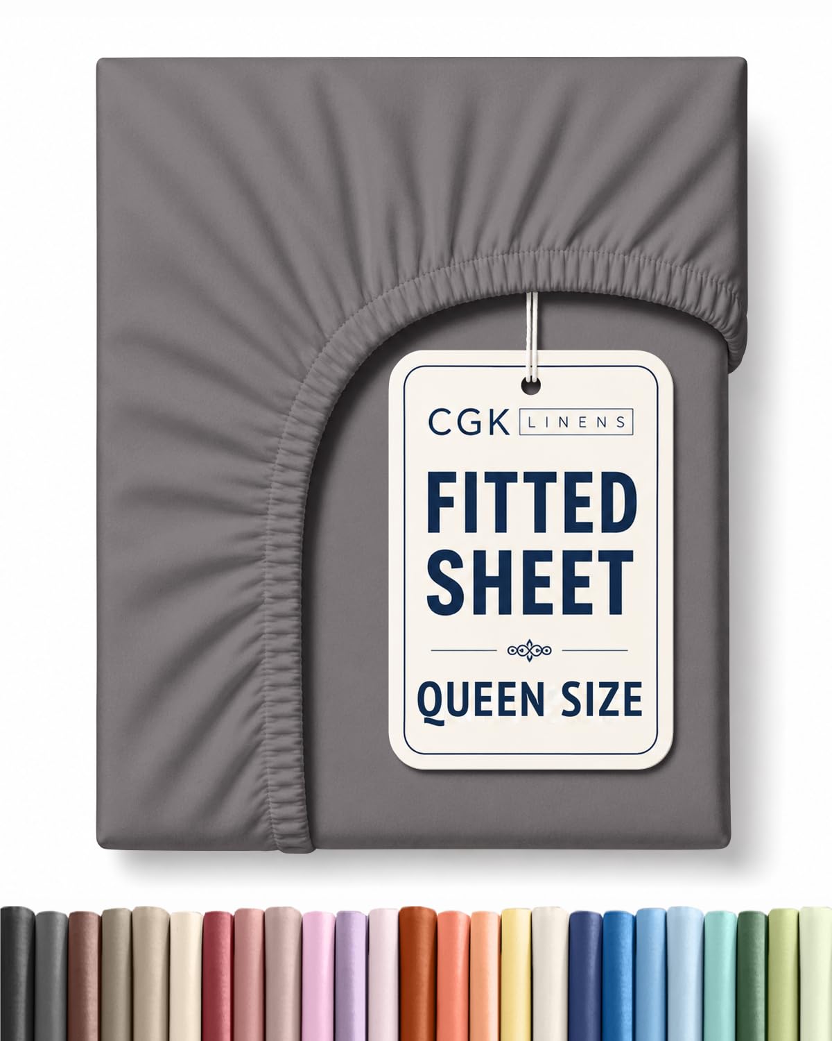 Queen Fitted Sheet - Single Fitted Sheet Only - Deep Pockets - Dark Grey