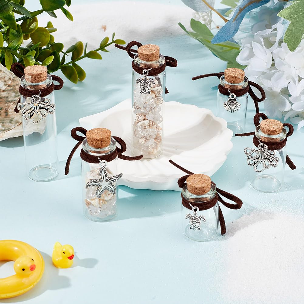 DELORIGIN 20Pcs Pet Fur Memorial Jar 20 Styles Sea Animals Theme Vial with Alloy Pendants Transparent Glass Empty Bottles for Ashes Or Hair Dog Or Cat Keepsake Pet Memorialize Gift - Image 4