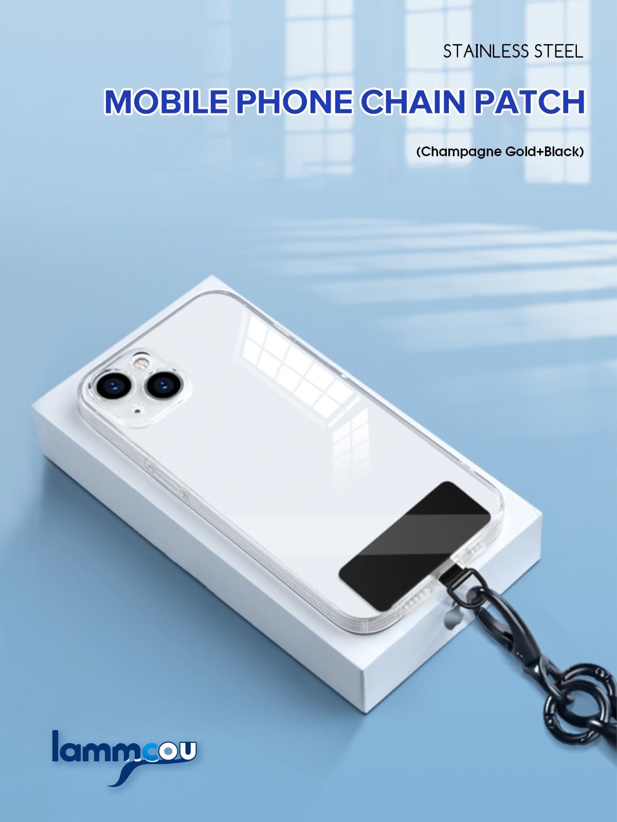 Lammcou Patch pour Lanière Téléphone, Pads en Acier Inoxydable pour Coque de Smartphone, Support Universel pour Housse & Bracelet Main Libre, Phone Tether Tab - 3