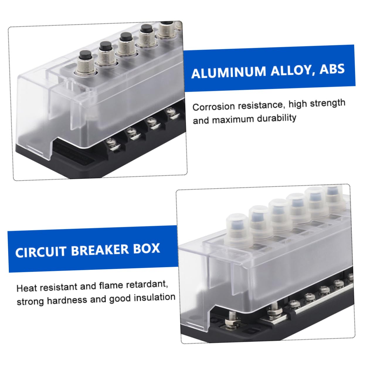 1set Circuit Breaker Block Position Overload Protection Box for Cars Rvs and Boats Main Line and Branch Breakers Shell and Insulation