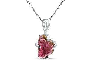 Watermelon Jewelry: Raw Tourmaline Solitaire Necklace