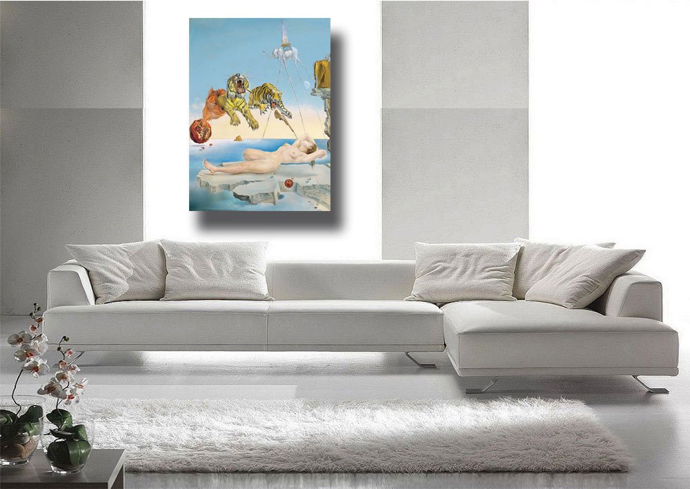 Quadro moderno DALI Salvador dalì Sogno volo ape tigre RIPRODUZIONE STAMPA SU TELA Quadri Moderni Moderno Astratto Arte Cucina Soggiorno Camera da letto printerland.it (50x70 cm)