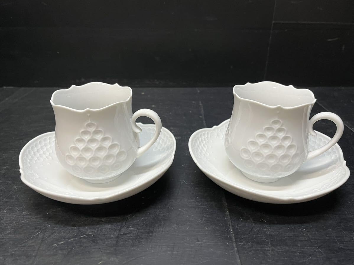 Meissen マイセン ホワイトレリーフ カップ＆ソーサー プレート セット