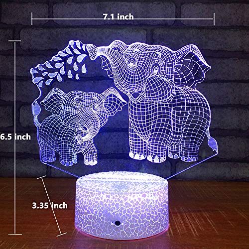 Elephant 3D Night Light For Kids 3D Lamp With 16 Colors Changing Remote Control Elephant Toys 10 9 3 5 2 8 1 7 6 4 Year Old Girls Women Baby Boys Gifts (Elephant) #TOP3