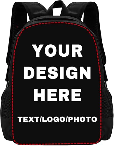 Mochila personalizada para hombres y mujeres, mochilas personalizadas con texto fotográfico, mochila informal para laptop para viajes, Negro -,