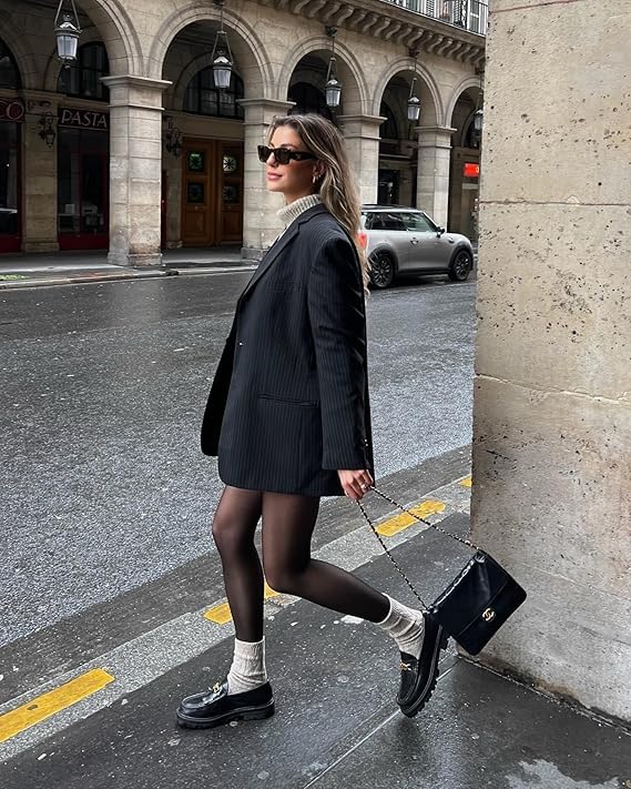 VVX Fleece Lined Tights Women - Fake Translucent Warm Pantyhose Leggings Warm Tights for Winter A4