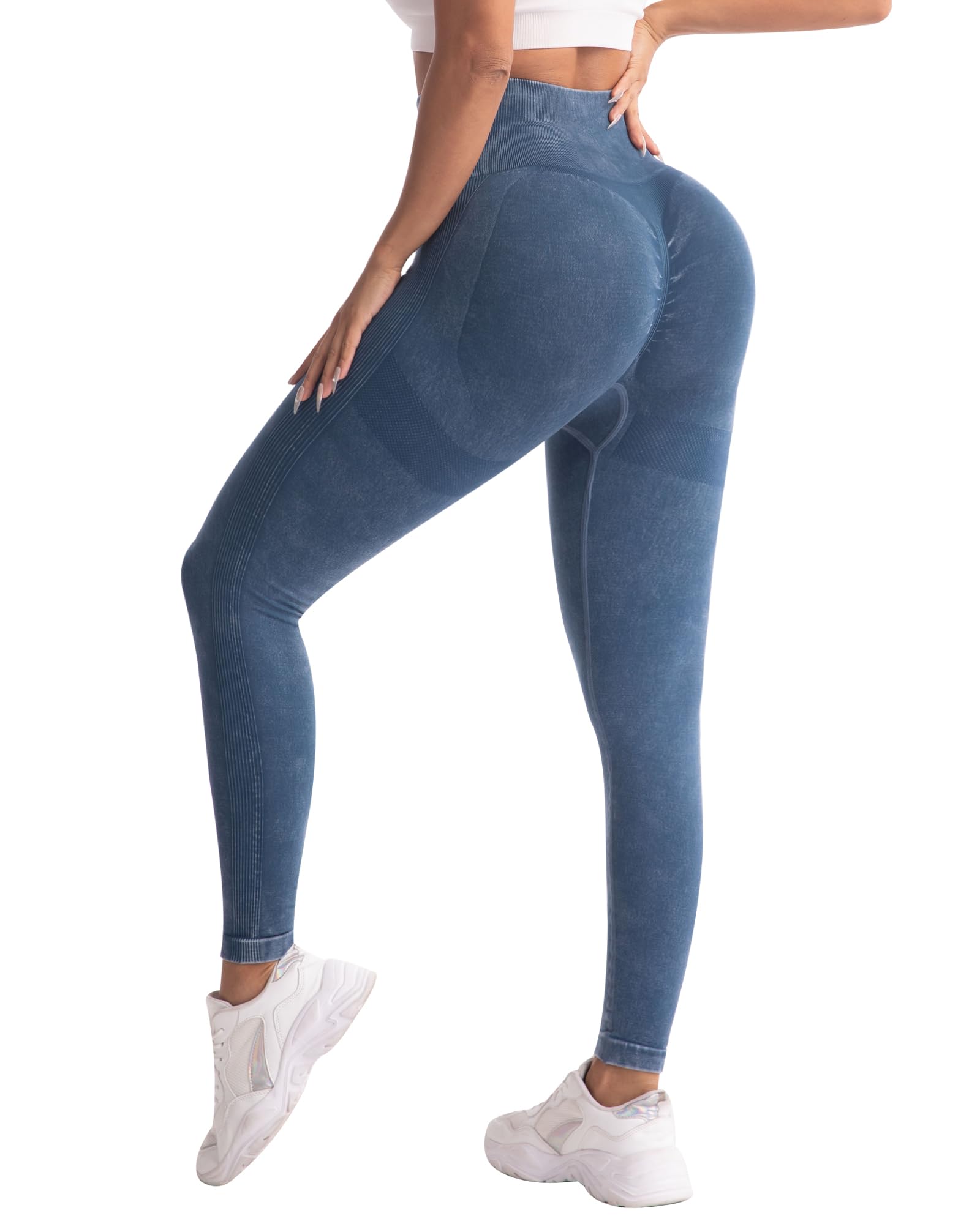 CHRLEISURE Workout Leggings Sets for Women, Gym Scrunch Butt Butt Lifting Seamless Leggings 3 Piece: Small 3 Packs - Black/Washed Black/Washed Navy