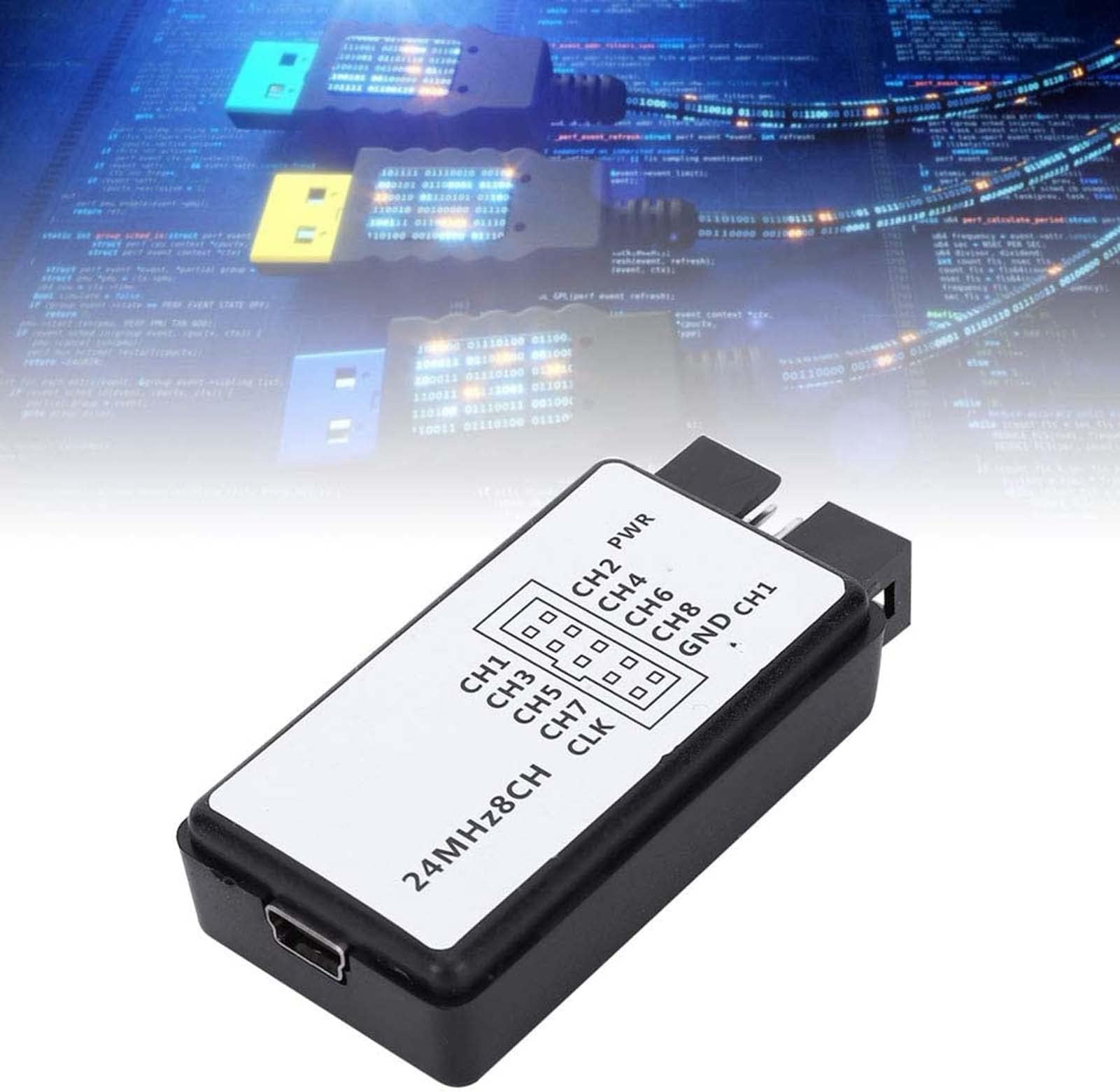 Pocket-sized USB Logic Analyzer Device Set with 8 Channel Input At 24MHz Sampling Speed for Fine Workmanship and Easy Monitoring of Digital Signals