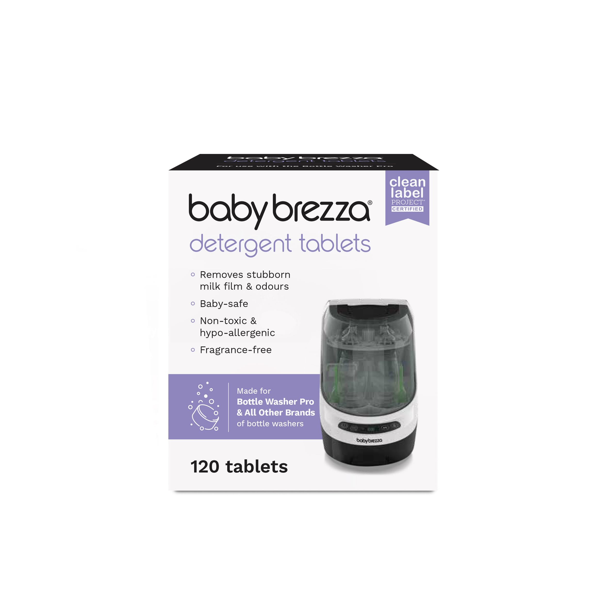 Baby Brezza Official Detergent Soap Tablets for Baby Brezza Bottle Washer Pro, 120 Tablets