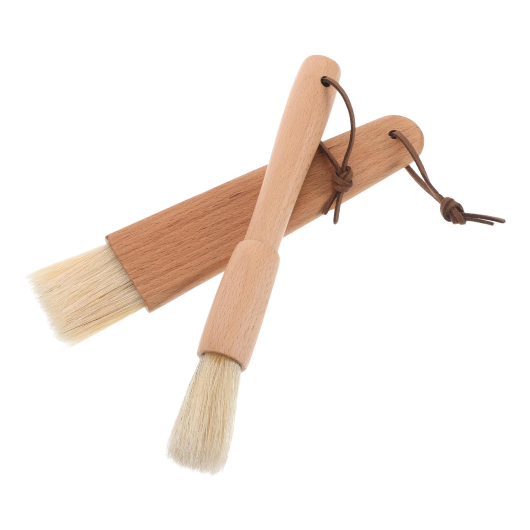 VINTORKY 2-piece Grill Brush Set with Wooden Handle Soft Bristles Pastry Brush for Bbq Sauce Cooking Baking Heat Resistant for Outdoor Bbq Camping