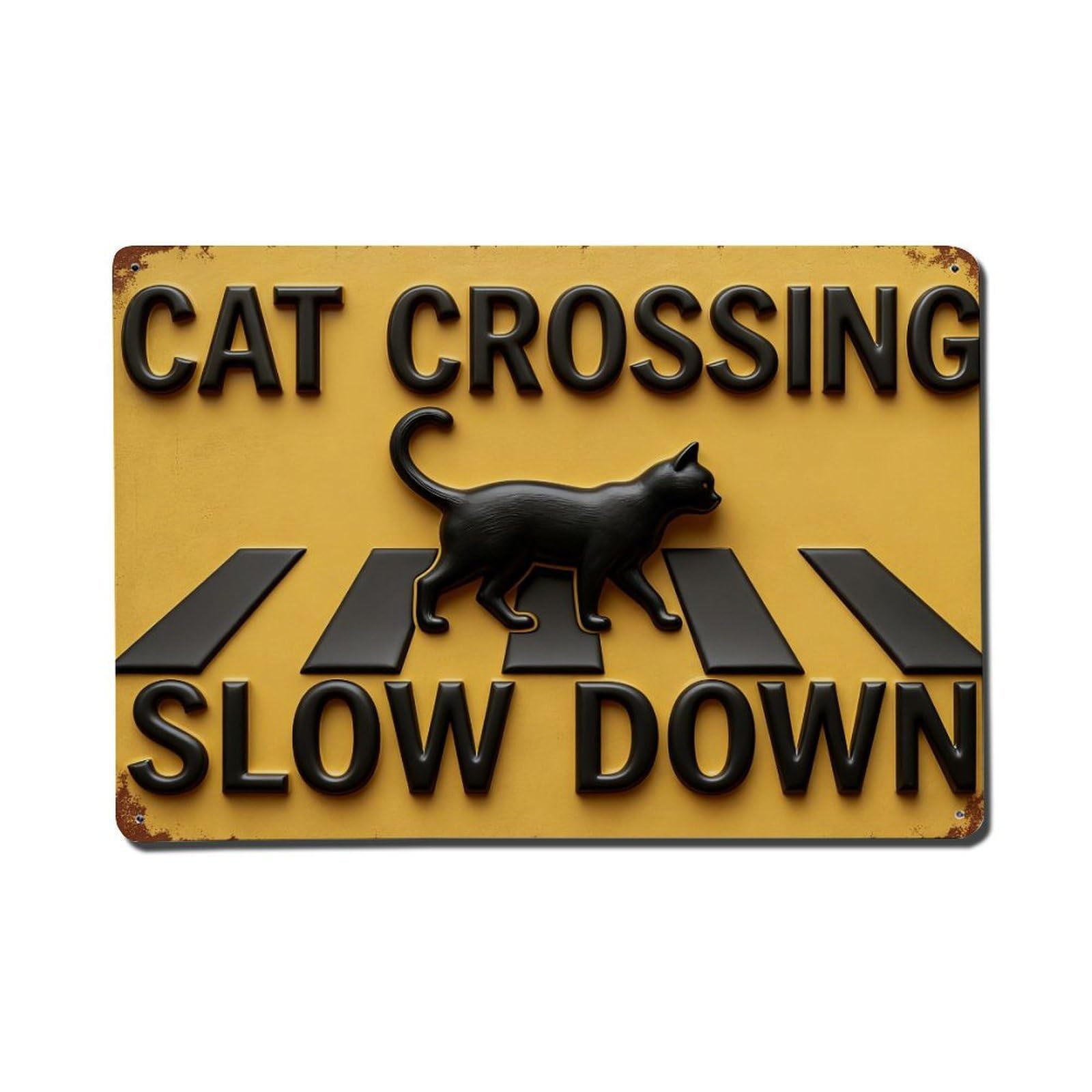 Cat Crossing Slow Down Sign Metal Tin Sign Plaque