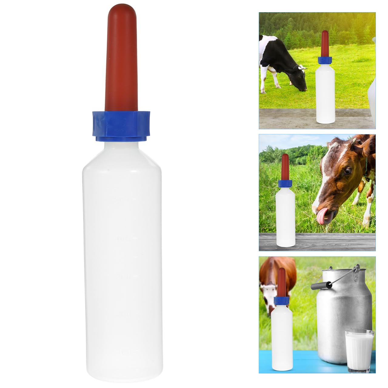 BESTonZON 500ml Kälbermilchflasche mit Silikonsauger, Aufzucht Set für Lämmer Schafe und Ziegen, Fütterungshilfe für Nutztiere Landwirtschaft, Tränke Weiß Zubehör Milchspender