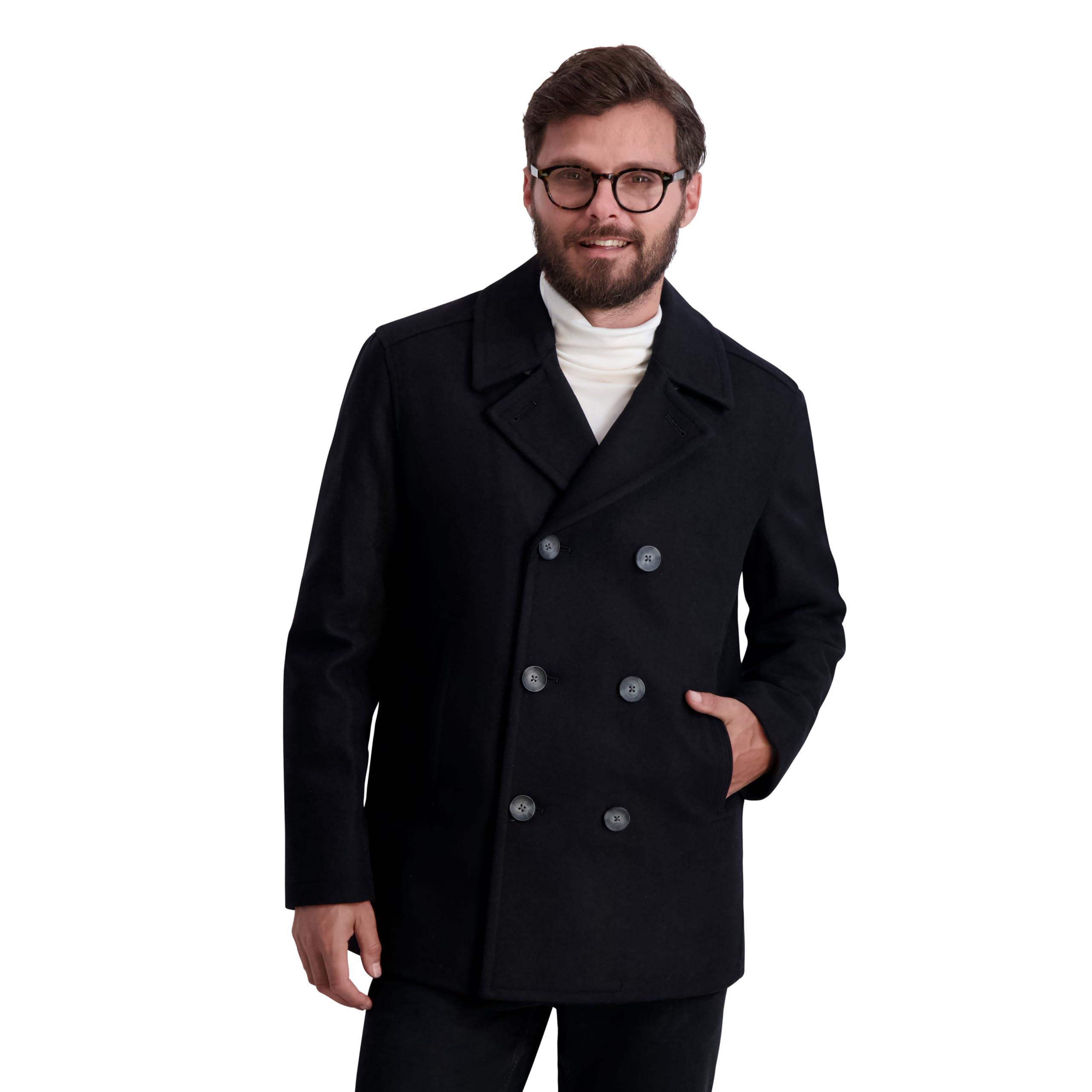 Nautica mens Peacoat Wool Blend Double Breasted Winter Coat