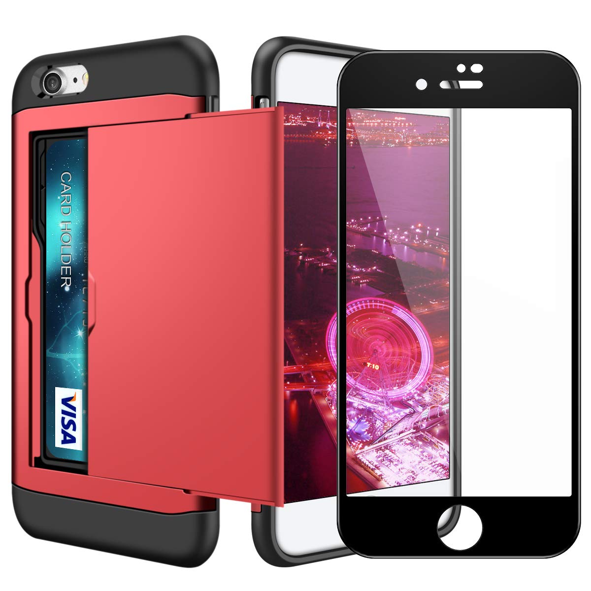 Coolden For Iphone Se 2022 Case Card Holder With Tempered