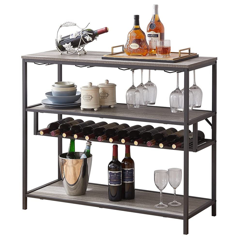 Buy LVB Rustic Wine Rack Table, Metal and Wood Wine Coffee Bar