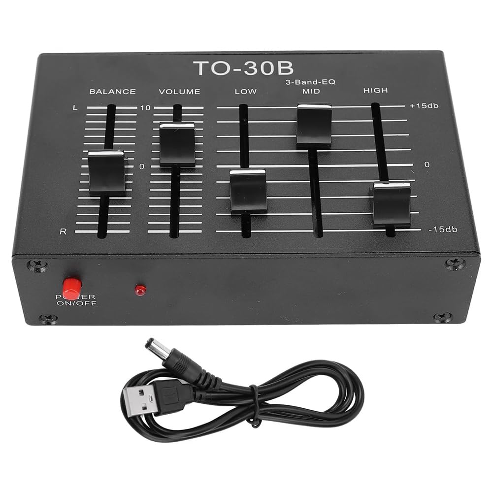 Equalizzatore A 3 Bande EQ con Controllo del Volume A Basso Rumore. Regolazione 'Alta, Media e Bassa Frequenza per Giradischi, Schede Audio e Chitarre.