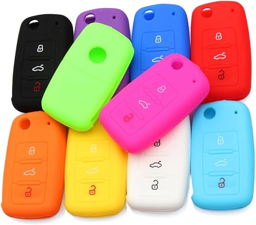 Miniatura 4 de AndyGo Funda protectora de silicona para llave de entrada sin llave, carcasa de mando a distancia para VW Volkswagen 3 botones