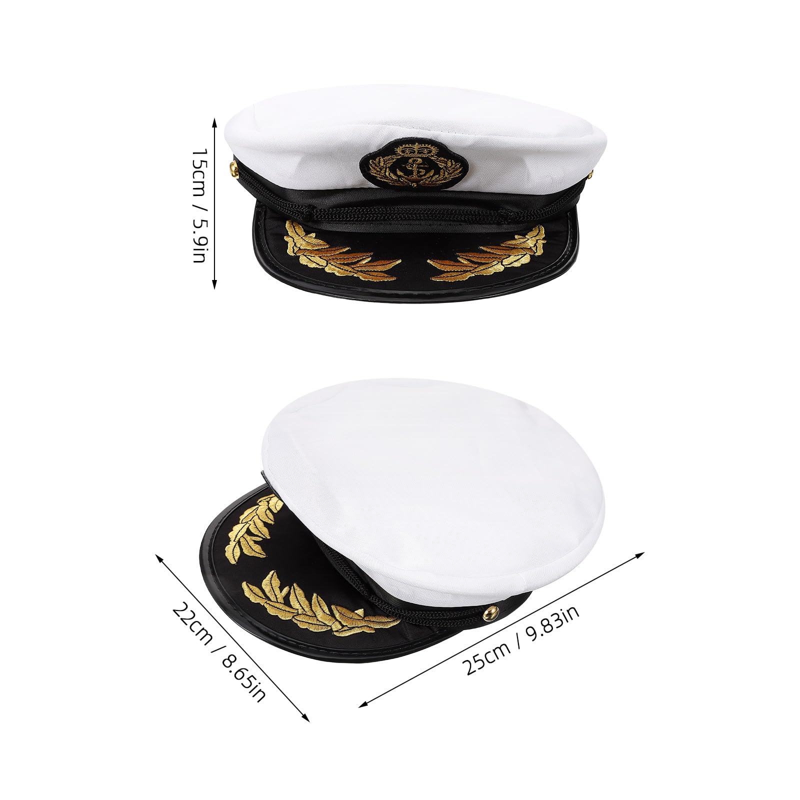 NOLITOY Gorra de Capitán Talla M 56-58 CM para Disfraz Náutico Infantil Unisex Sombrero de Yate Ajustable para Fiestas y Eventos Marinos