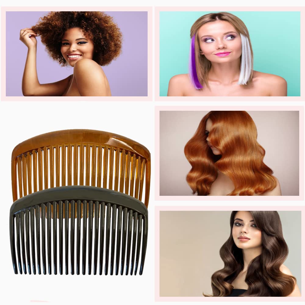 2 peines de plástico laterales para el cabello, peines laterales franceses, 23 dientes de plástico, pinzas para el pelo, accesorios para el cabello fino, mujeres y niñas