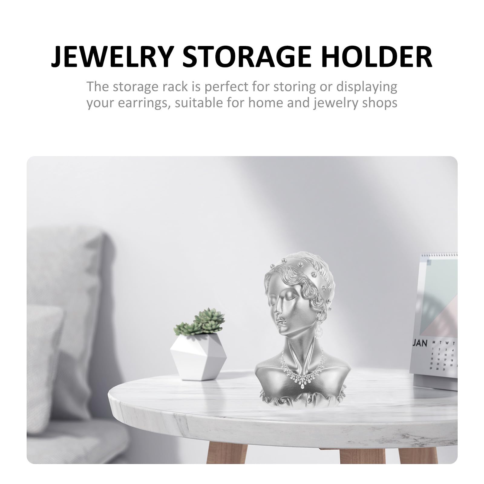Housoutil Présentoir à Bijoux pour Rangement de Boucles D'oreilles et Colliers en Résine Argentée et Décoratif, Robuste Adapté