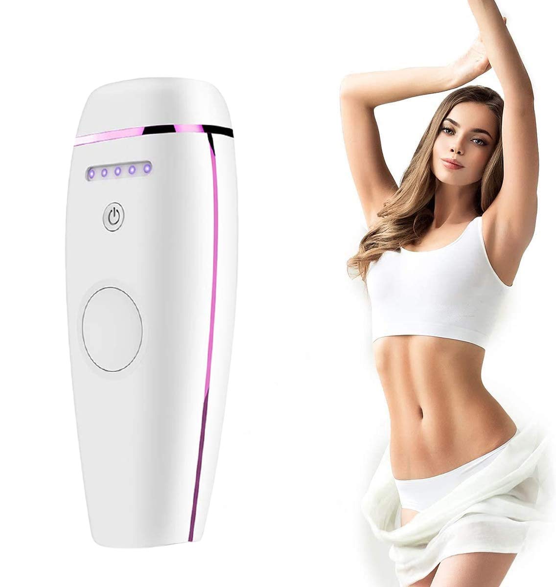 Laser Hair Remover Machines, Permanent Face 300,000 Flashes Painless Face Device Remove Hair System Remove Unwanted Hair Armpit Bikini Line Leg (White)-image-43