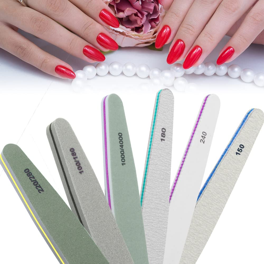 Lime unghie professionali multifunzione Lima Unghie a doppia faccia 100 * 180 * 300 * 600 * 1000 * 3000 * 6000 grit Manicure Buffer Double sided per Unghie in Cristallo Naturale Acrilico 6 pezzi