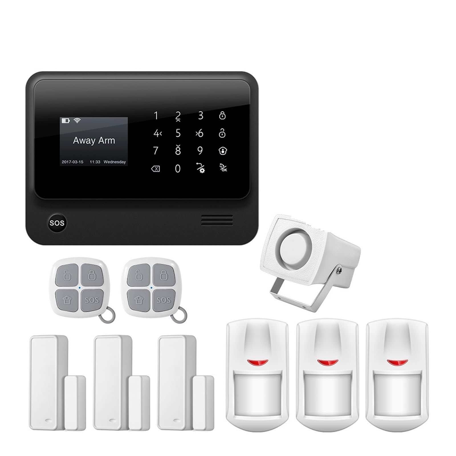 Sistema de alarma de seguridad para el hogar, De Alarma 3G GSM Inalámbrico De Alarma De Seguridad For El Hogar Con Aplicación Remota Sensores Detectores De Control para el hogar, el apartamento(Black