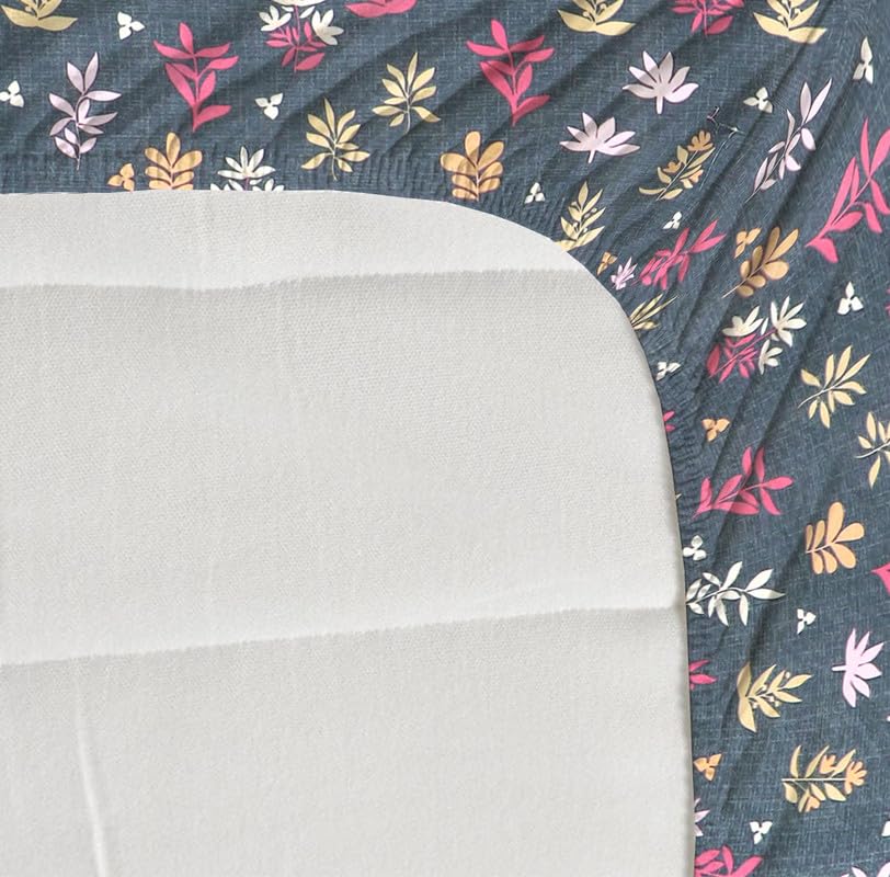 Image of la'amour Premium Cotton Elastic Fitted Bedsheets with 2 King Size Pillow Covers Double Bed with All Around Elastic Supersoft Size - 72 King Sizex78+10 inches Grey Pink 200 tc - 220 tc