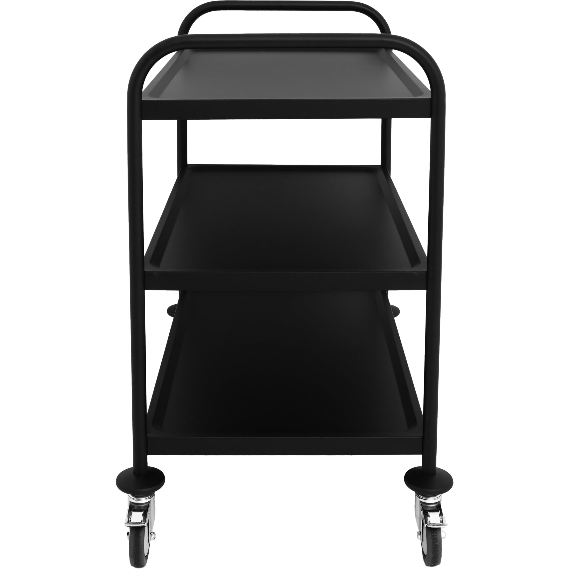 ZORRO - Edelstahl Servierwagen ZSWB 3 - schwarz - 3 Böden - Leichtlaufräder mit Fußbremse - Küchenwagen - Gastro - (86 x 54 x 94 cm)